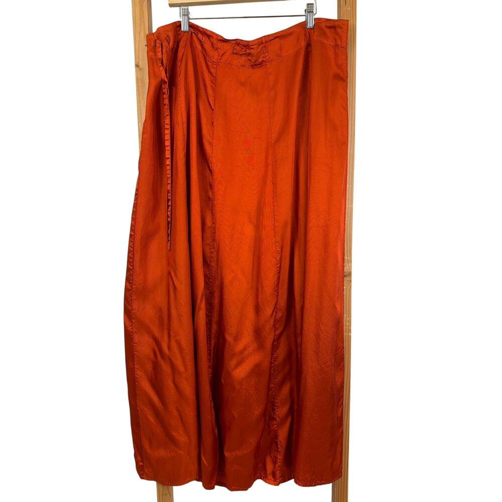 Krista Larson Orange Tie Waist Maxi Skirt Size One Size